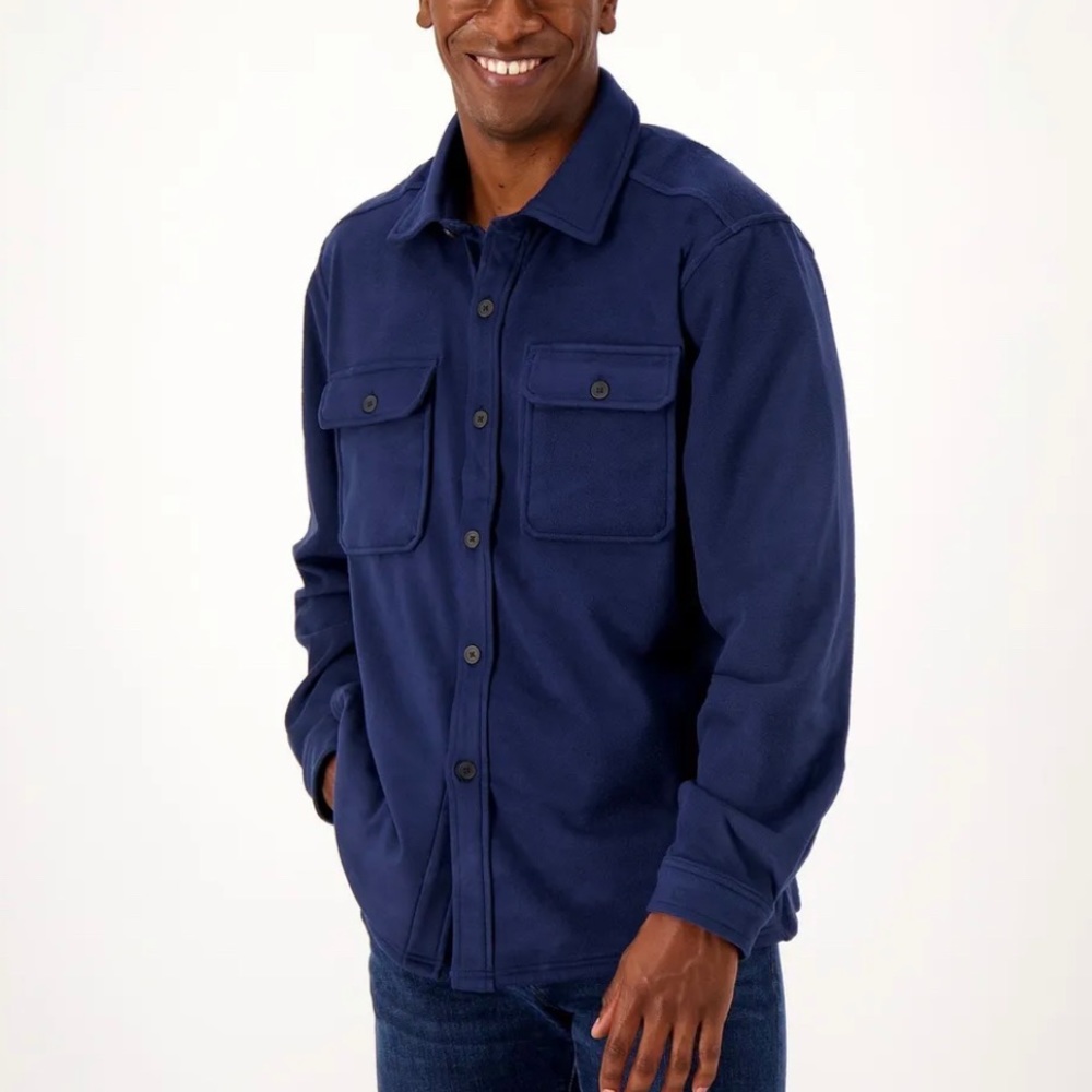 Cuddl Duds Blue Flannel Fleece Shirt Jacket Men’s Size XL